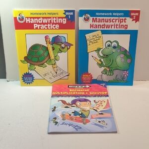 Homework Helpers Books Grades 1, 2 and 3 Handwriting and Math Like New